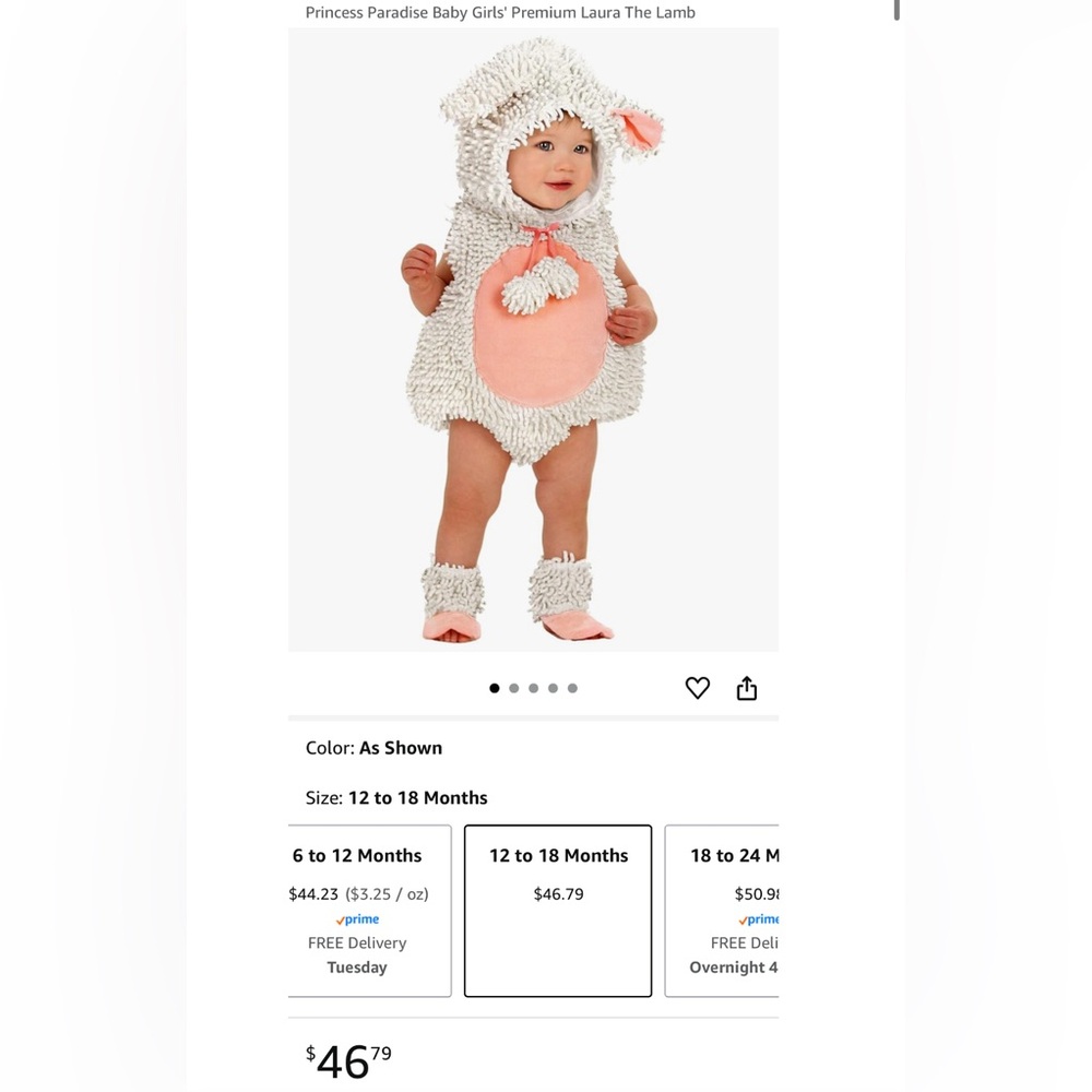 12-18 month lamb costume